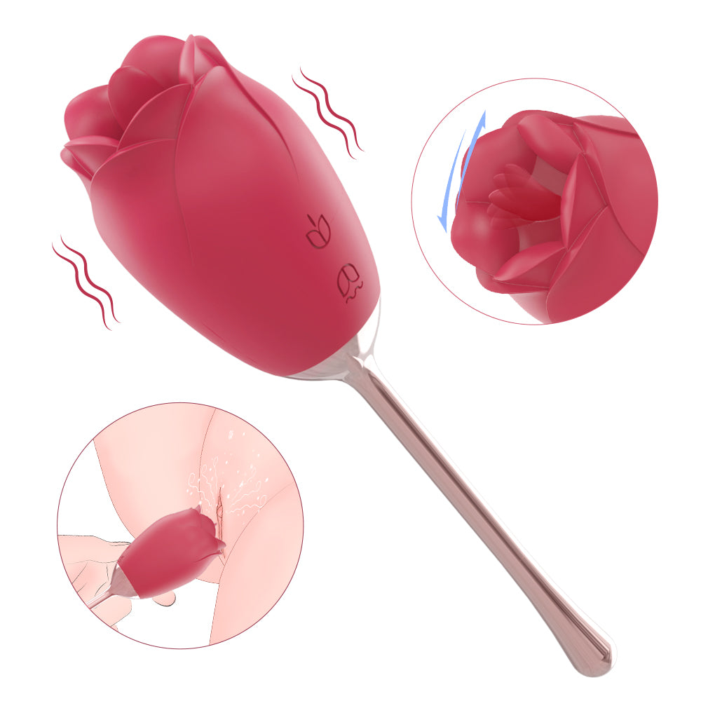 VELUXXA - Holiday Gift Rose Tongue Licking Vibrator
