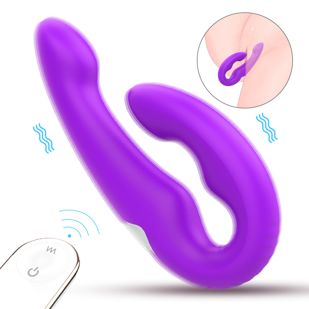 VELUXXA Lesbian remote control vibrator soft silicone double head pull stick female sex toys masturbator