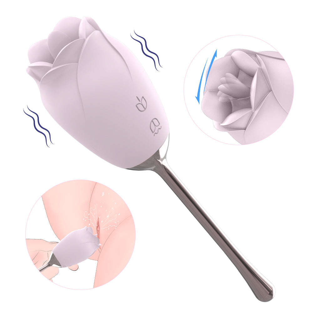 VELUXXA Rose Tongue Licking Vibrator Sex Toy for Women - Pink